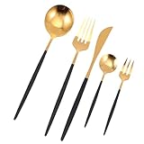 DIYEAH Teiliges Edelstahl Besteck Rostfreie Gabel Messer Löffel Praktisches Schwarzes Besteck für Zuhause Restaurant und Unterwegs Leichtes Wiederverwendbares Geschirr