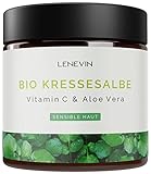 Lenevin BIO Kressesalbe Altersflecken - Naturkosmetik sensible Haut - Kressecreme gegen Pigmente - Aloe Vera, Vitamin C, Granatapfel, Ingwer - Made in Germany, vegan, tierversuchsfrei