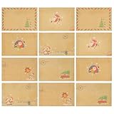 Generisch Weihnachtseinladungsumschläge 24 Stück Vintage Papierumschläge für Festliche Grußkarten und Hochzeitseinladungen Vielseitig Einsetzbar