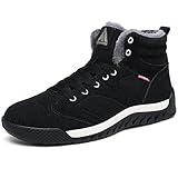 Mishansha Herren Winterschuhe Warm Gefüttert Schneestiefel Winter Outdoor Boots Winterstiefel Rutschfest Stiefelette Mann, Schwarz 41 EU