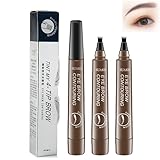 Suake Eyebrow Contouring Pen, Suake Magical Precise Waterproof Brow Pen, Suake Eyebrow Pen, 4-Tip Microblade Brow Pen, Liquid Eyebrow Pen Wasserdichter Microblading Augenbrauenstift (Dark brown*2)