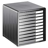 Rotho Timeless Schubladenbox / Bürobox mit 10 Schüben, Kunststoff (PS) BPA-frei, anthrazit, (34.5 x 29.0 x 32.0 cm), Grau