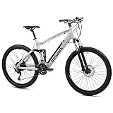 TRETWERK - 27,5 Zoll E-Bike Mountainbike - Commander Fully grau - Pedelec Mountainbike mit 27 Gang Shimano Kettenschaltung - Elektrofahrrad MTB Fully mit Hecknabenmotor 250W, 36V