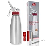 iSi Gourmet Whip Sahnespender 1 L, Alle Teile spülmaschinenfest, Körper aus hochwertigem Edelstahl, Betrieb mit iSi Sahnekapseln, Für Sahne, warme und kalte Saucen, Suppen, Espumas, Desserts