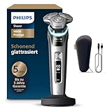 Philips Rasierer i9000 Prestige, Nass- und Trockenrasierer für Männer mit integriertem Trimmer, dunkelgrau-silber, Drucksensor, Ladestation und Reiseetui (Modell XP9204/10)