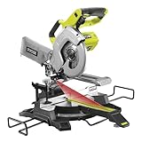 RYOBI 18 V ONE+ Akku Kapp-oderGehrungssäge R18MS216-0, Kappsäge mit Zugfunktion, stufenloser Gehrungswinkel, Neigungswinkel 0° - 45°, Tischplatte aus Aluminium-Druckguss, ohne Akku und Ladegerät