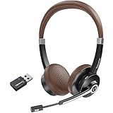 Conambo Bluetooth Headset mit Mikrofon,Kabelloses Headset mit Mikrofon mit HD Stereo Sound & 25 Stunden Spielzeit,Headset Bluetooth 5.0 mit USB-A Dongle für Laptop/PC/Mac-DSP Geräuschunterdrückung