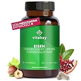 Vitabay Eisen Hochdosiert 319 mg – 120 Vegane Kapseln – Eisenbisglycinat & Eisentabletten – Eisenpräparate für Sauerstofftransport, Energiestoffwechsel & Immunsystem