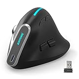 ECHTPower 2.4G Wireless Vertikale Ergonomische Maus, Wiederaufladbare Funkmaus kabellose PC Maus für Büro/Home Windows PC Laptop, Vertical Ergonomic Mouse 2400 DPI 6 Tasten - Rechtshänder