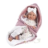 Llorens 1074040 Puppe Heidi, mit blauen Augen und weichem Körper, Babypuppe mit Schlafaugen, inkl. rosa Outfit, Schnuller, Schnullerkette und weicher Kapuzendecke, 42 cm
