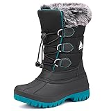 Mishansha Kinder Winterstiefel Jungen Schneestiefel Mädchen Wärme Wasserdichte Winterschuhe Outdoor Winterboots Schwarz Blau, Gr.37EU