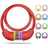 SPGOOD Fahrradschloss mit Zahlen für Kinder(10 x 650MM),Anti-Diebstahl Kabelschloss Code Kombination,Fahrrad Zahlenschloss für Mädchen Jungen,Fahrrad Zubehör Kinder Fahrrad Schloss(Rot)