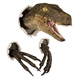 Dinosaurier-Totenkopf-Wandhalterung | 3D-Dinosaurier-Wandbehang-Dekoration | Tierköpfe Wandskulpturen – Raum-Dinosaurier-Themen-Wandornamente für drinnen und draußen