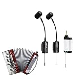 ACEMIC Duales UHF-Akkordeon-Funkmikrofon, Schwanenhals-Instrumentenmikrofon mit 2 Sendern und 1 Empfänger für Akkordeon, PA-Systeme, Audiomixer, Lautsprecher, Q2/AT-5