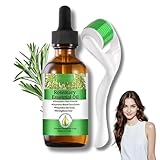 Rosmarinöl Haare Microneedling Set–Ätherisches Rosmarinöl mit 540 Nadel Roller für Haarwachstum & Kopfhautpflege, Haaröl gegen Haarausfall, Micro Infusion System für Trockenes und Beschädigtes Haar