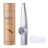 WANDIC Aluminiumlegierung Kazoo Und 3 Kazoo Membran Metall Kazoo mit Vintage Geschenkbox, Silber