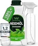 WENDOWERK® Neemöl [500ml] - Inkl. Sprühflasche und Messbecher - Neemöl mit Emulgator zur direkten Anwendung - Niemöl zur natürlichen Pflanzenpflege für Indoor und Outdoor