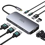 Docking Station 2 Displayport 8 in 1 Laptop Multi Monitore Hub Adapter Mit Dual 4K HDMI DP VGA PD100W USB 2.0 USB C Daten für Dell Lenovo Yoga Thinkpad Huawei