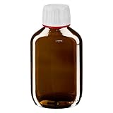 5 x Braunglasflasche 200ml / Medizinflasche inkl. Originalitäts-Schraubverschluss OV weiss DIN 28