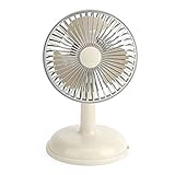 Verdant Touch Retro-Tischventilator, klein, elektrisch, schlicht, tragbar, Vintage, reine Farbe, USB-Aufladung, kleiner Ventilator für den Sommer, Hellgelb