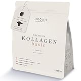 JIKOAII Kollagen Pulver mit Vitamin C - Typ 1, 2 & 3 für Haut, Knochen & Knorpel - Geschmacksneutral & bioverfügbar - 450g Premium Collagen - ohne Zusätze - Hydrolisiertes Kollagenpulver