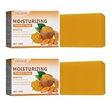 XINYUNZU Turmeric Soap Kurkuma Seife(100g) Kurkuma Reinigungsseife, saubere Haut Aufhellung und Entfernung von Verdunkelungen, handgefertigte Kernseife Natur, Kurkuma-Seife für Gesicht und Körper