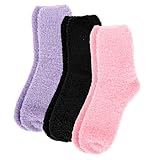 Psyqtsuary 3 Paar Kuschelsocken Damen Furry Warme Fluffy Mehrfarbig Thermosocken Hohe Elastizität Weihnachtssocken Schlafsocken Dicke Socken für Weihnachten Winter