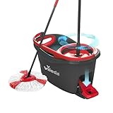 Vileda Turbo Wischmopp Komplett Set, Bodenwischer mit Teleskopstiel, Mikrofaser Moppkopf mit Kraftfasern und Eimer mit Powerschleuder, für alle Böden, schnell und reinigungsstark, Stiellänge 75-130cm