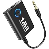 1Mii Bluetooth 5.3 Adapter für TV zu Kopfhörer, 2-in-1 Sender Empfänger, aptX-Adaptive & HD kabelloses Audio Transmitter Receiver Klinke 3,5 für Stereoanlage Flugzeug MP3 -Upgraded