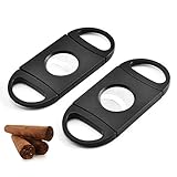 CONGGUAN2 Stück Zigarrenschneider Edelstahl Zigarrenschneider Zigarren Doppelschnitt Klinge Zigarren Werkzeug geeignet für die meisten Größen von Zigarren (schwarz)