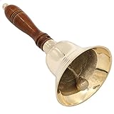 Sakega Stabile massive Messing Schullehrer Handglocke Rufdienstglocke mit Holzgriff: laut & elegant nautisch