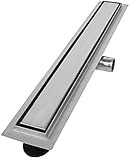 VILSTEIN Duschrinne 80cm, Edelstahl Bodenablauf Komplettset, extra flach, Siphon mit Geruchsstop, Haarsieb - Randablauf