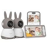 ieGeek Babyphone mit 2 Kamera [2K/3MP, 5 Zoll] WLAN Video Babyfon PTZ 355°, IR-Nachtsicht, Automatische Verfolgung, Weinen/Bewegungs/Geräuscherkennung, unterstützt Mobile App Steuerung