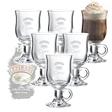 QMBasic 6 Stück Gläser BAILEYS IRISH COFFEE CREAM mit Henkel | Mazagran Glas für Heißgetränke Henkelglas Set