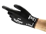 Ansell HyFlex 48-101 Dünne Arbeitshandschuhe mit PU Beschichtung, Leichte Schutzhandschuhe für Präzises Arbeiten, Heimwerk, Montage, Handschuhe Herren Damen, Schwarz, Größe XL (12 Paar)