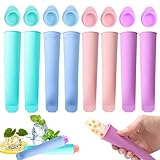 Eisformen Silikon,8Stk Wassereis Eislutscher Bunt,Wiederverwendbare Stieleisformer,popsicle maker,Eisformen Wassereis mit Deckel,Wassereis Formen,Eis am Stiel Formen,Ice Pop Maker BPA frei (Runden)