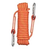 Kletterseil, 10mm Orange Outdoor Sicherheitsseil, Nylon Seil Statisches Felskletterseil mit Karabiner, Gut für Bergsteigen, Camping, Rettung, Feuerleiter, Eisklettern, Erkundung (30m)