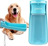 Trinkflasche Hunde für Unterwegs zum Gehen 550ml oder 350ml Hundetrinkflasche für Unterwegs für Welpen Kleine Mittel Große Trinkflasche Hund Hunde Trinkflasche to Go(550ml Blau)