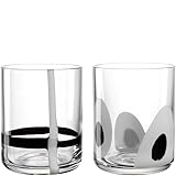 LEONARDO HOME BANDA NERA Trinkglas • 1 Set • Handdekoriertes Glas • Schwarz-Weiß-Look • Wasserglas • Softdrinkbecher • Zwei Designs im Set • Spülmaschinengeeignet • Elegante Optik • 300 ml • 055291