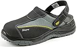 EuroRoutier Stingray Black Leather Clog, Sicherheitsclogs CE-Zertifizierung: EN ISO 20345: 2011 SB A-E-FO-SRC. (Numeric_43)