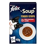 Felix - Soup Cat Food Tender Strips Farm Selection Katzenfutter, 6 x 48 g (8 Stück)