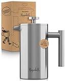 Morgenheld French Press für 5 Tassen [1000 ml] aus rostfreiem Edelstahl - Doppelwandiger Kaffeebereiter, French Press Thermo inkl. 3 Ersatzfiltern - 100% spülmaschinenfest