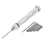 Spacnana Hand -Twist -Bohrer, Silberne Farblegierung Chuck 0,3 Bis 3,6 Mm Griffbereich mit 25HHS -Bohrern für Holzbohrungen, Handwerksarbeit, Kunstherstellung