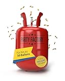 Party Factory – Helium Gasflasche 1x 200L für ca. 30 Luftballons – Partydeko Ballongas Flasche für Latex- & Folienballons – Einwegflaschen mit Knick-Füllventil – Für Partys, Hochzeiten und Geburtstage