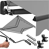 KESSER® Gelenkarmmarkise Markise Gelenkmarkise 300 x 250cm Terrassenmarkise Klemmmarkise Sonnenmarkise inkl. Wandhalterung Sonnenschutz Balkonmarkise wasserabweisend Alu/Polyester, Grau