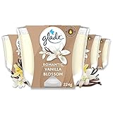 Glade (Brise) Langanhaltende Duftkerze im Glas, Romantic Vanilla, bis zu 39 Stunden Brenndauer, 4er Pack (4 x 224g)