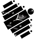 jojofuny Geräuschlose Acryl Wanduhr mit Spiegel Oberfläche Rechteckig Schwarz Moderne Dekouhr für Wohnzimmer Schlafzimmer und Büro