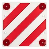 Warntafel Kunststoff Rot-Weiß mit Rückstrahler 50x50cm Warnschild Fahrradträger Heckträger Caravan Anhänger Wohnwagen