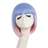 MapofBeauty 30cm/12 Zoll Gerader Pony BOBO-Frisur Glatte Kurze Haare (Lila Rosa+Periwinkle+Blass Rosa+Blau)