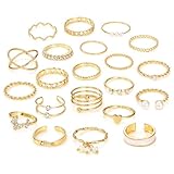 21 Stück Ringe Gold Damen Frauen, Boho Goldener Stapelringe...